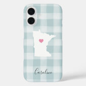 Minnesota Staat Silhouette Rustikale Minze Kariert Case-Mate iPhone Hülle (Rückseite)