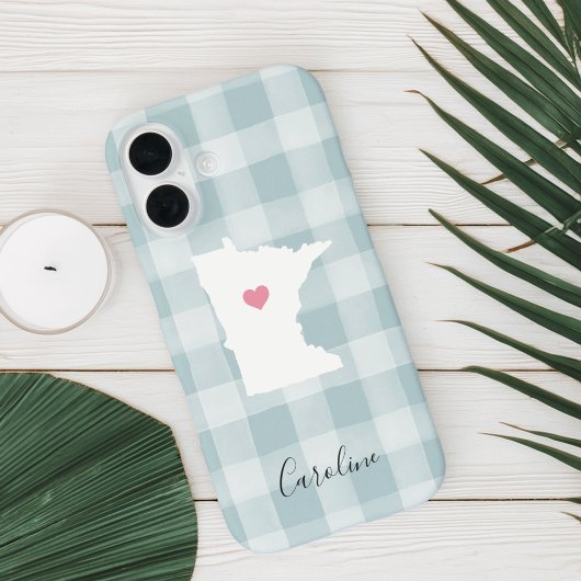Minnesota Staat Silhouette Rustikale Minze Kariert Case-Mate iPhone Hülle