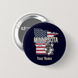 Minnesota Staat United Staaten Map Vintag USA Button