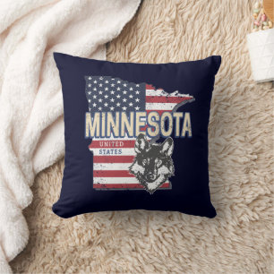 Minnesota Staat United Staaten Map Vintag USA Kissen