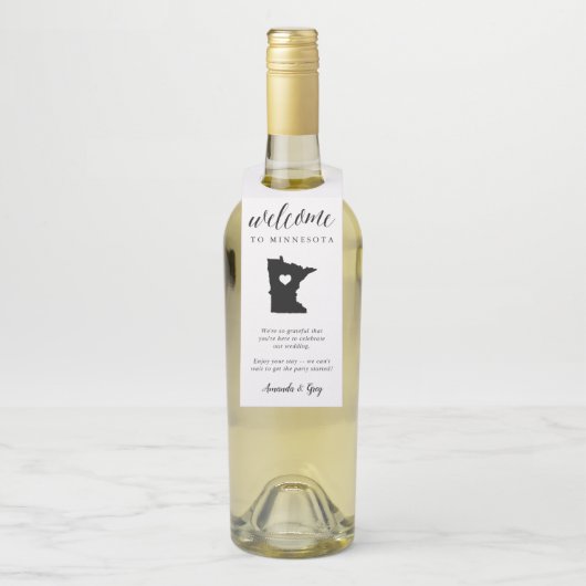 Minnesota Staat Wedding Welcome Flaschenanhänger (Auf Flasche)