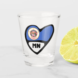 Minnesota Staatsflagge im Herzen, MN-Schießglas Schnapsglas