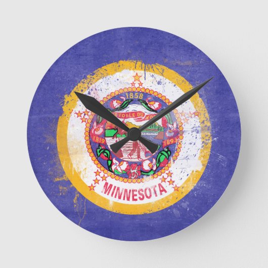 Minnesota-Staatsflagge Runde Wanduhr (Vorderseite)