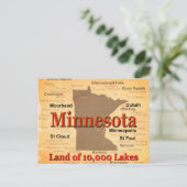 Minnesota Staatsstolz Map Postkarte (Stehend Vorderseite)