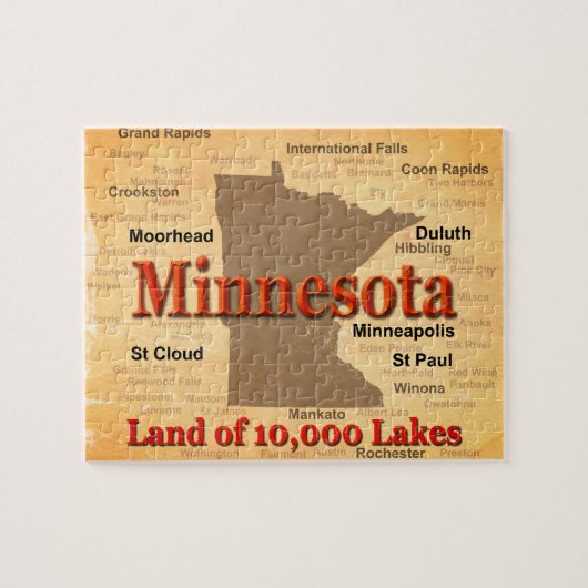 Minnesota Staatsstolz Map Puzzle (Horizontal)