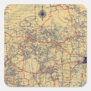 Minnesota-Standardkarte Quadratischer Aufkleber
