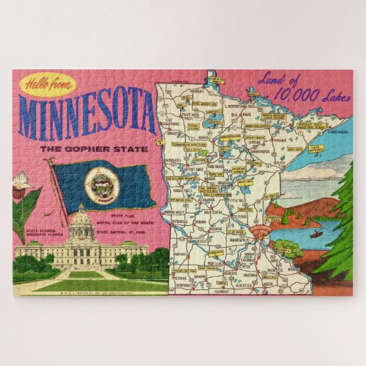 Minnesota State 20x30 Map Puzzle (Horizontal)