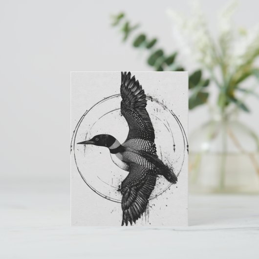 Minnesota State Bird Loon in Flight Postkarte (Stehend Vorderseite)