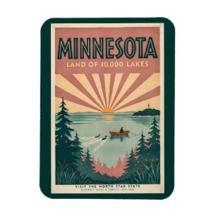 Minnesota State Illustration Reise Kunst Vintage Magnet