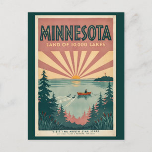 Minnesota State Illustration Reise Kunst Vintage Postkarte