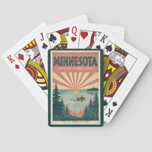 Minnesota State Illustration Reise Kunst Vintage Spielkarten