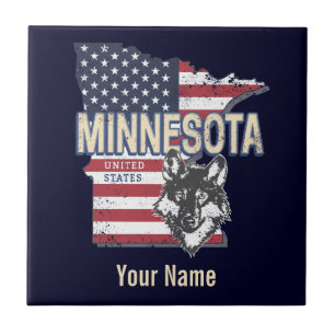 Minnesota State United States Map Vintage USA Fliese
