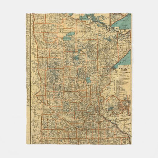 Minnesota-Straßenkarte Fleecedecke (Vorderseite)