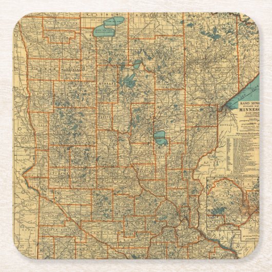Minnesota-Straßenkarte Rechteckiger Pappuntersetzer (Vorderseite)