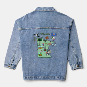 Minnesota Touristenkarte mit Sehenswürdigkeiten un Jeansjacke