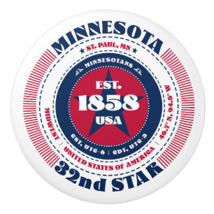Minnesota US-Staat Red White Blue Typografy Keramikknauf