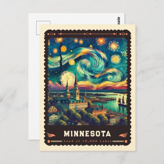Minnesota | Vincent Van Gogh Inspiriert Postkarte (Vorne/Hinten)