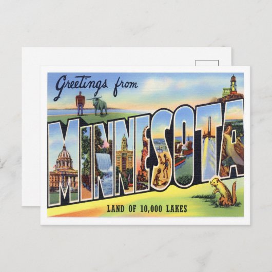 Minnesota Vintag Big Letters Postkarte (Vorne/Hinten)