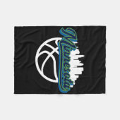 Minnesota Vintag Bysketbyll Script City Skyline F Fleecedecke (Vorderseite (Horizontal))