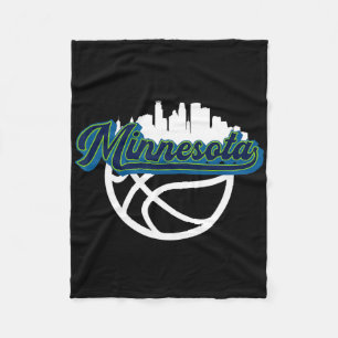 Minnesota Vintag Bysketbyll Script City Skyline F Fleecedecke