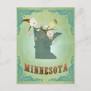 Minnesota Vintag Staat Map - Green Postkarte