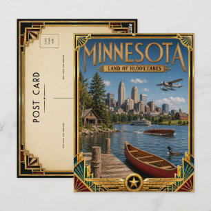 Minnesota Vintage Art Deco Golden Age Postkarte