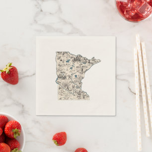 Minnesota Vintage Bilderkarte Staat Serviette