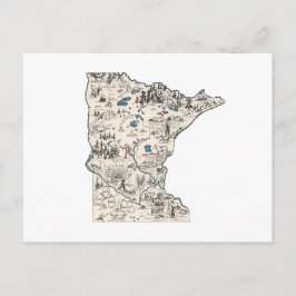 Minnesota Vintage Bildkarte Antiker Staat Diagramm Postkarte