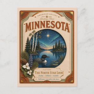 Minnesota Vintage Paper Cut American Arcana Postkarte