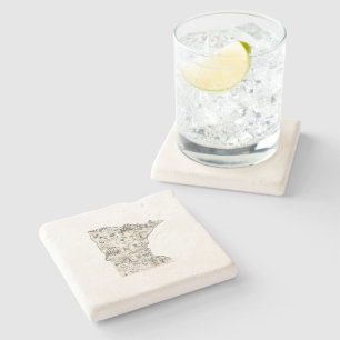 Minnesota Vintager Staat Diagramm Steinuntersetzer