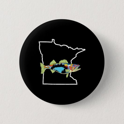 Minnesota Walleye-Angeln Süßwasser-Angler Walleye Button (Vorderseite)