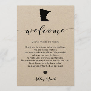 Minnesota Wedding Welcome Letter & Itinerary Card Programm