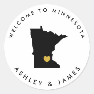 Minnesota Wedding Welcome Sticker Tag, Schwarz, Go