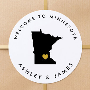 Minnesota Wedding Welcome Sticker Tag, Schwarz, Go