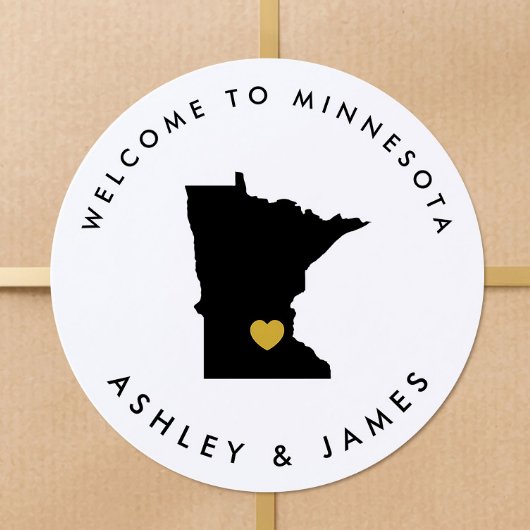 Minnesota Wedding Welcome Sticker Tag, Schwarz, Go