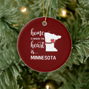 Minnesota Zuhause ist das Herz Keramik Ornament