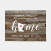 Minnesota Zuhause Staat Personalisierte Holzsicht Fußmatte (Vorderseite)