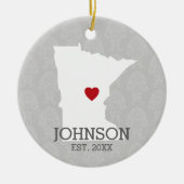 Minnesota Zuhause Staat Stadtkarte - Custom Weddin Keramik Ornament (Vorne)