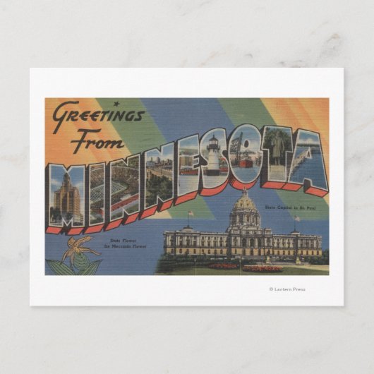 MinnesotaGroße BuchstabenszenenMinnesota Postkarte (Vorderseite)