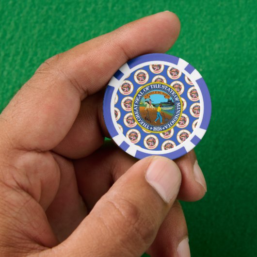 Minnesotan Flagge & Siegel, Minnesota Pokerchips (Hand)