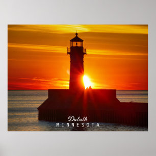 Minnesotas Leuchtturm und Sonnenaufgang Poster
