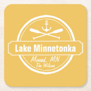 Minnetonka-Minnesota-Ankerstadt und Name Rechteckiger Pappuntersetzer