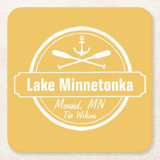Minnetonka-Minnesota-Ankerstadt und Name Rechteckiger Pappuntersetzer (Vorderseite)