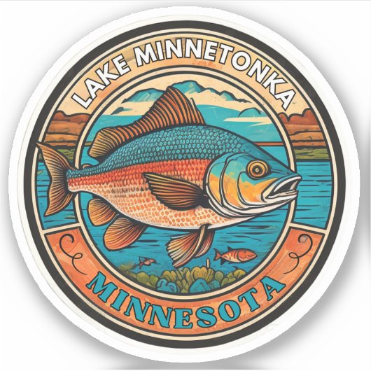 Minnetonka-See, Minnesota Angeln und Bootfahren Aufkleber (Vorderseite)