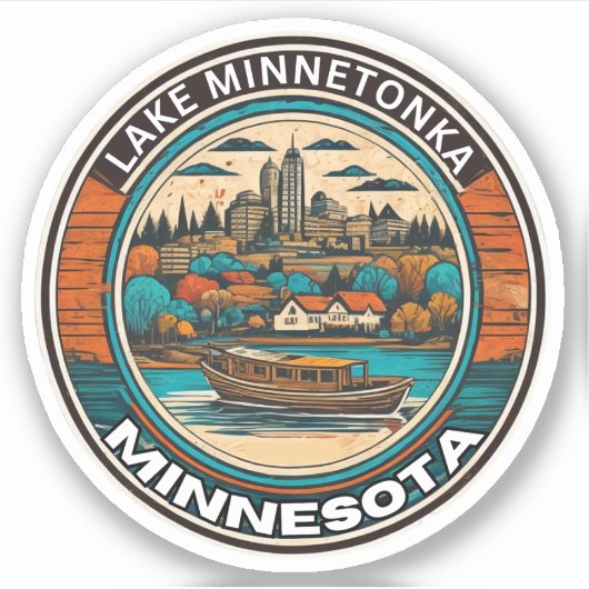 Minnetonka-See, Minnesota Angeln und Bootfahren Aufkleber (Vorderseite)