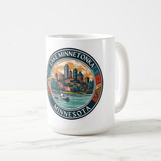 Minnetonka-See, Minnesota Angeln und Bootfahren Kaffeetasse (VorderseiteRechts)