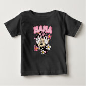 Minnie Mouse Mama Peace Sign Flowers Black T-Shirt (Vorderseite)