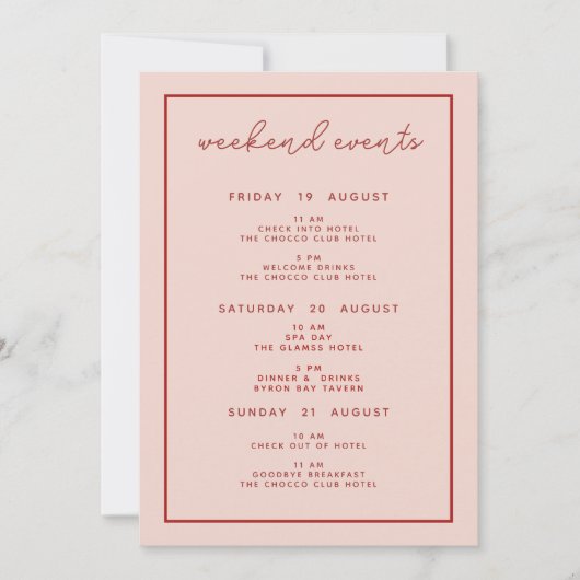 MINNIE Retro Rosa Bachelorette Wochenende Einladung (Vorderseite)