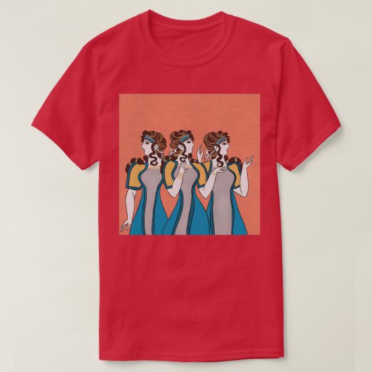 Minoblauer Frauenfresko T-Shirt (Design vorne)