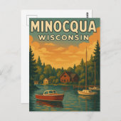 Minocqua Wisconsin Postcard Postkarte (Vorne/Hinten)